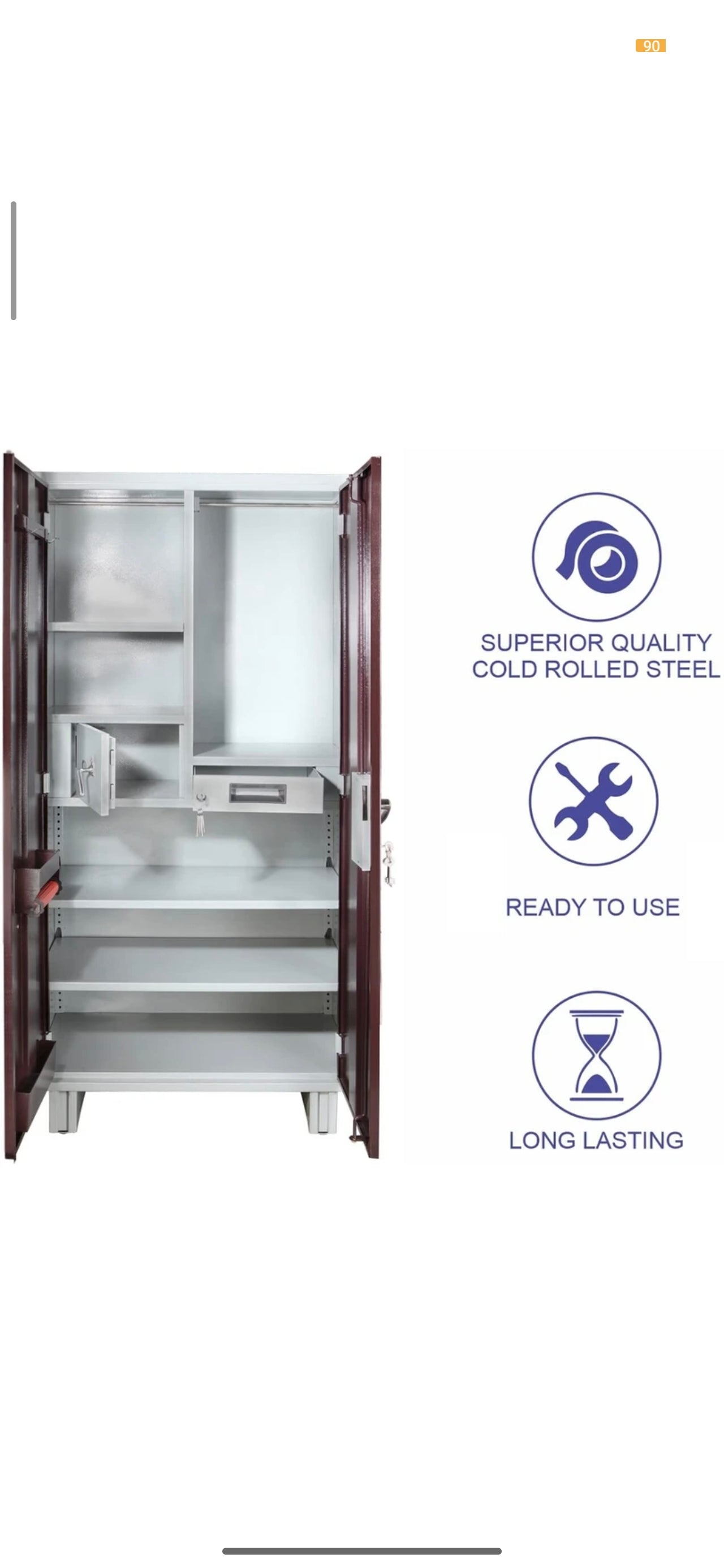 NRK DELUXE Metal Almirah (Finish Color - Brown, Pre-assembled)