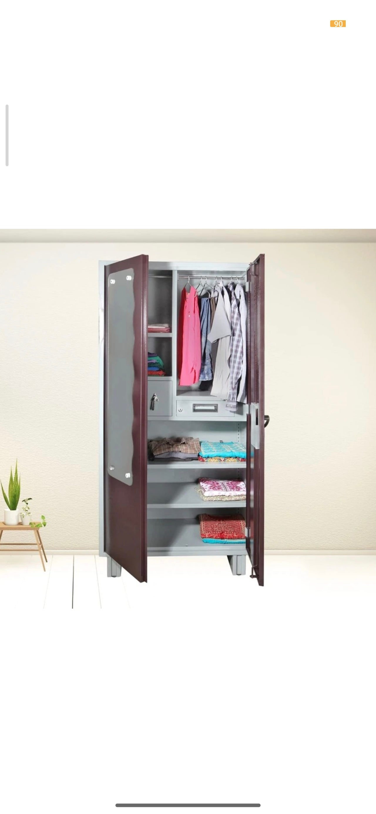 NRK DELUXE Metal Almirah (Finish Color - Brown, Pre-assembled)