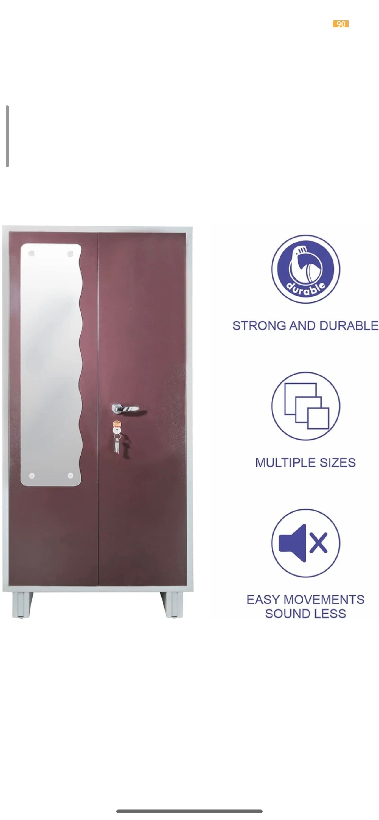 NRK DELUXE Metal Almirah (Finish Color - Brown, Pre-assembled)