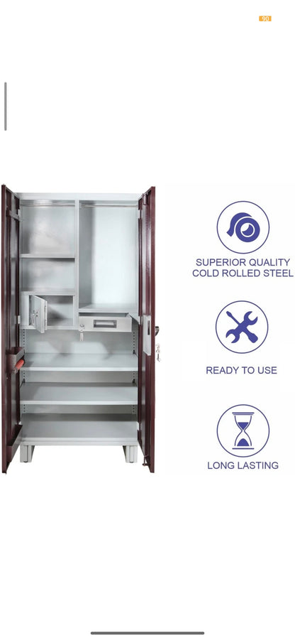 NRK DELUXE Metal Almirah (Finish Color - Brown, Pre-assembled)