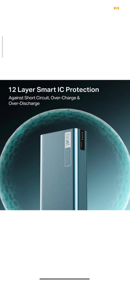 boAt 20000 mAh 22.5W Power Bank (Steel Blue, Lithium Polymer, Fast Charging, Quick Charge 3.0, Power Delivery 3.0 for Mobile & Tablet)