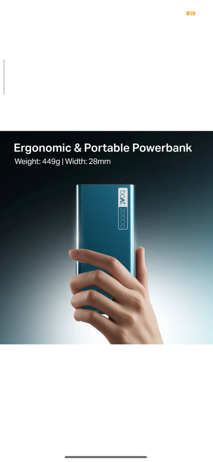 boAt 20000 mAh 22.5W Power Bank (Steel Blue, Lithium Polymer, Fast Charging, Quick Charge 3.0, Power Delivery 3.0 for Mobile & Tablet)
