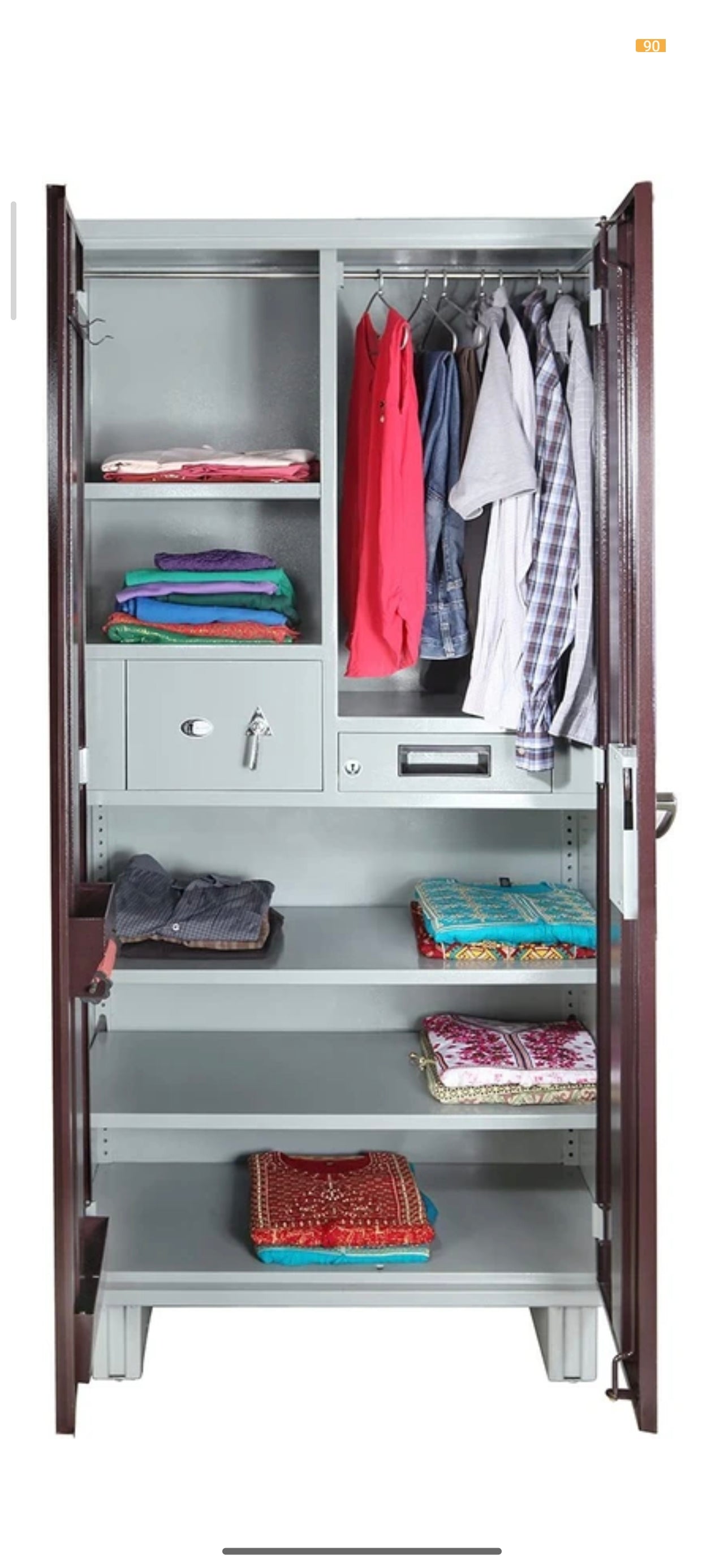 NRK DELUXE Metal Almirah (Finish Color - Brown, Pre-assembled)