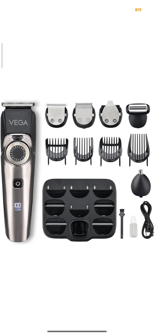 VEGA 9-in-1 Pro Multi Grooming Trimmer for Men (VHTH-32) – 150 min Runtime, 40 Length Settings, Black
